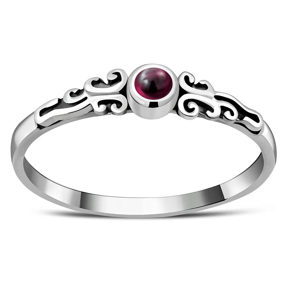 Garnet Stone Sterling Silver Ring