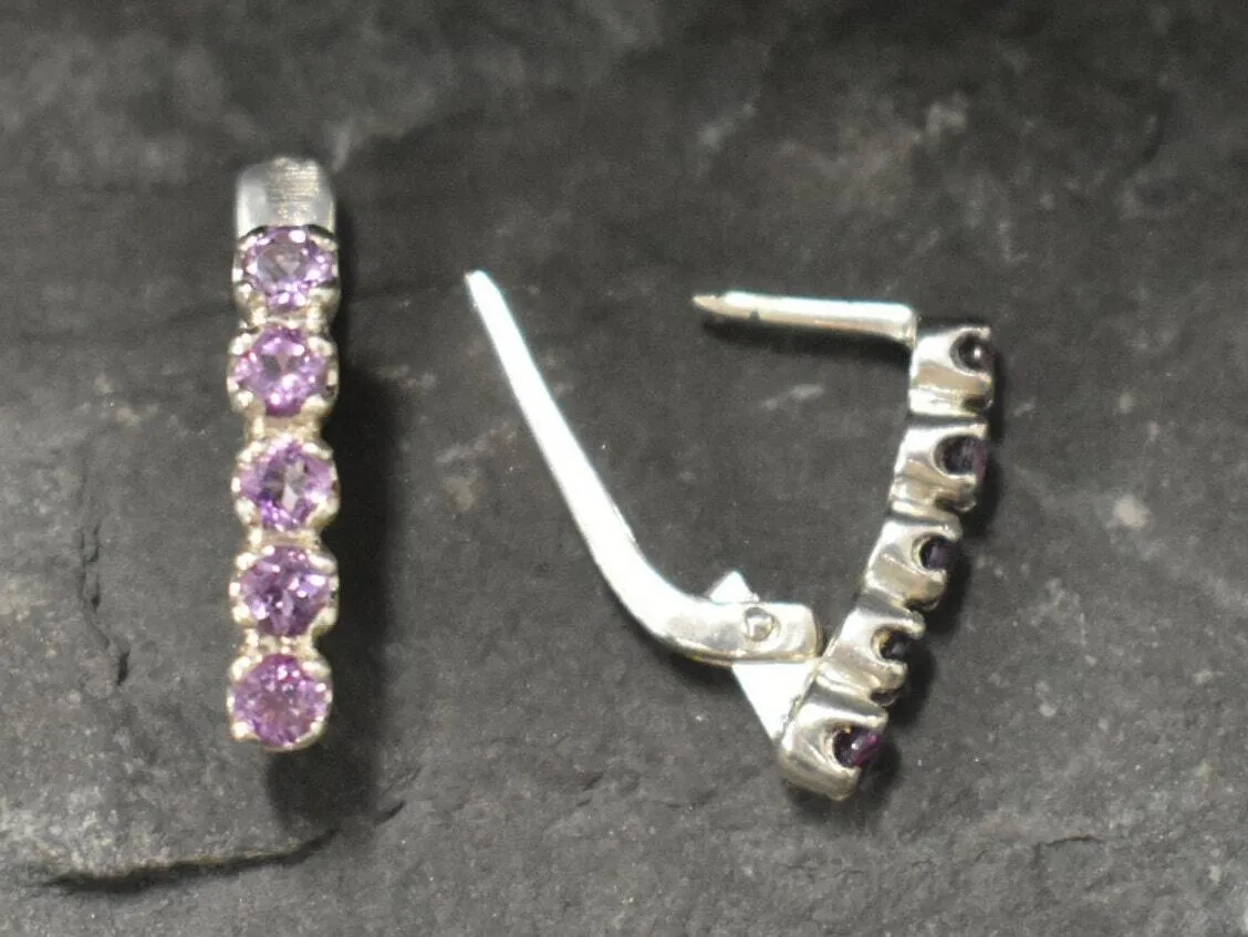 Genuine Amethyst Earrings - Purple Bar Earrings - Vertical Drop Earrings