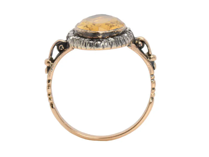 Georgian Foiled Citrine Diamond Ring