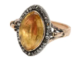 Georgian Foiled Citrine Diamond Ring