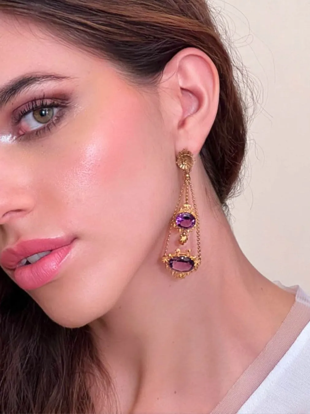 Georgian gold and amethyst earrings