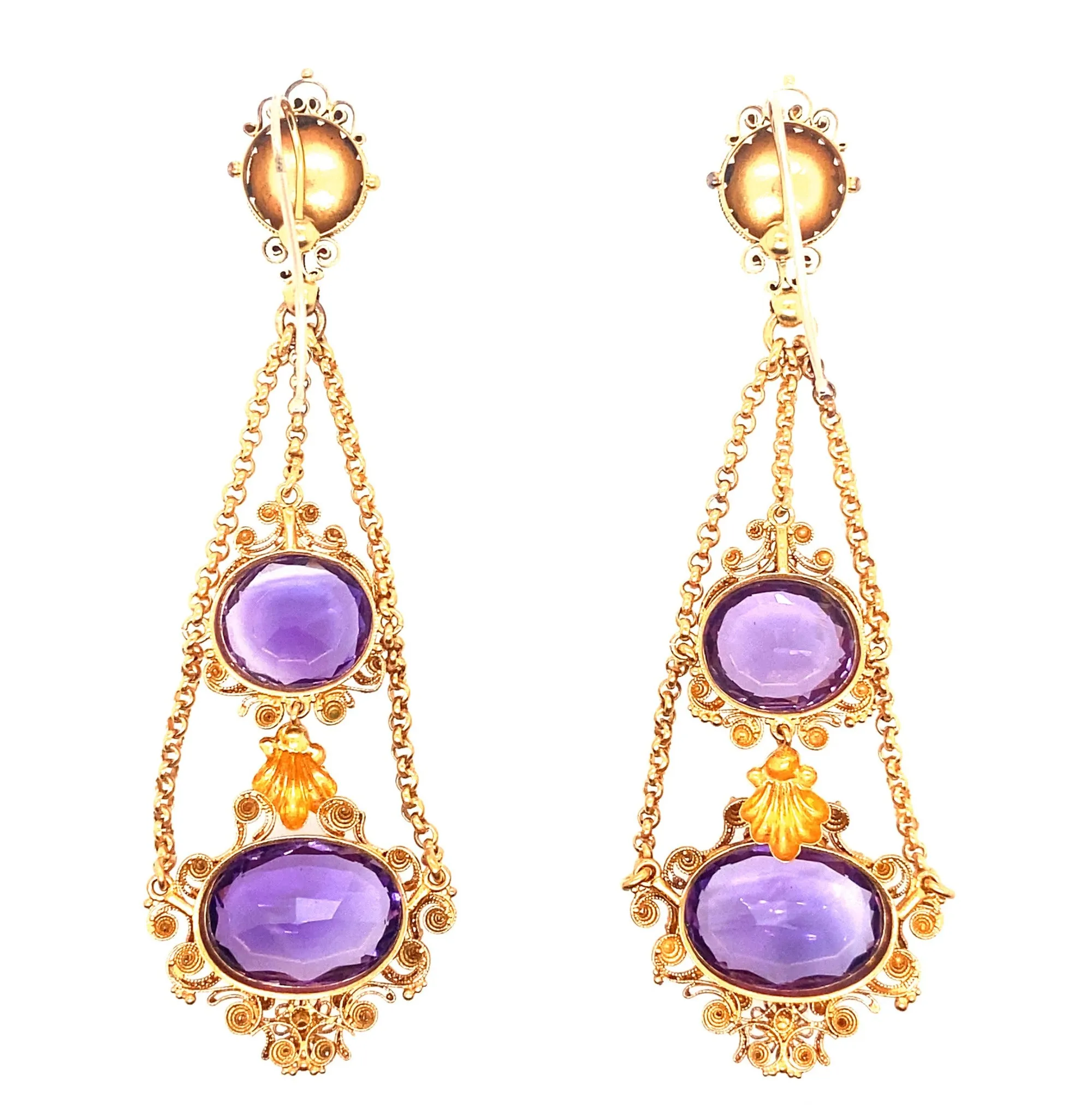 Georgian gold and amethyst earrings