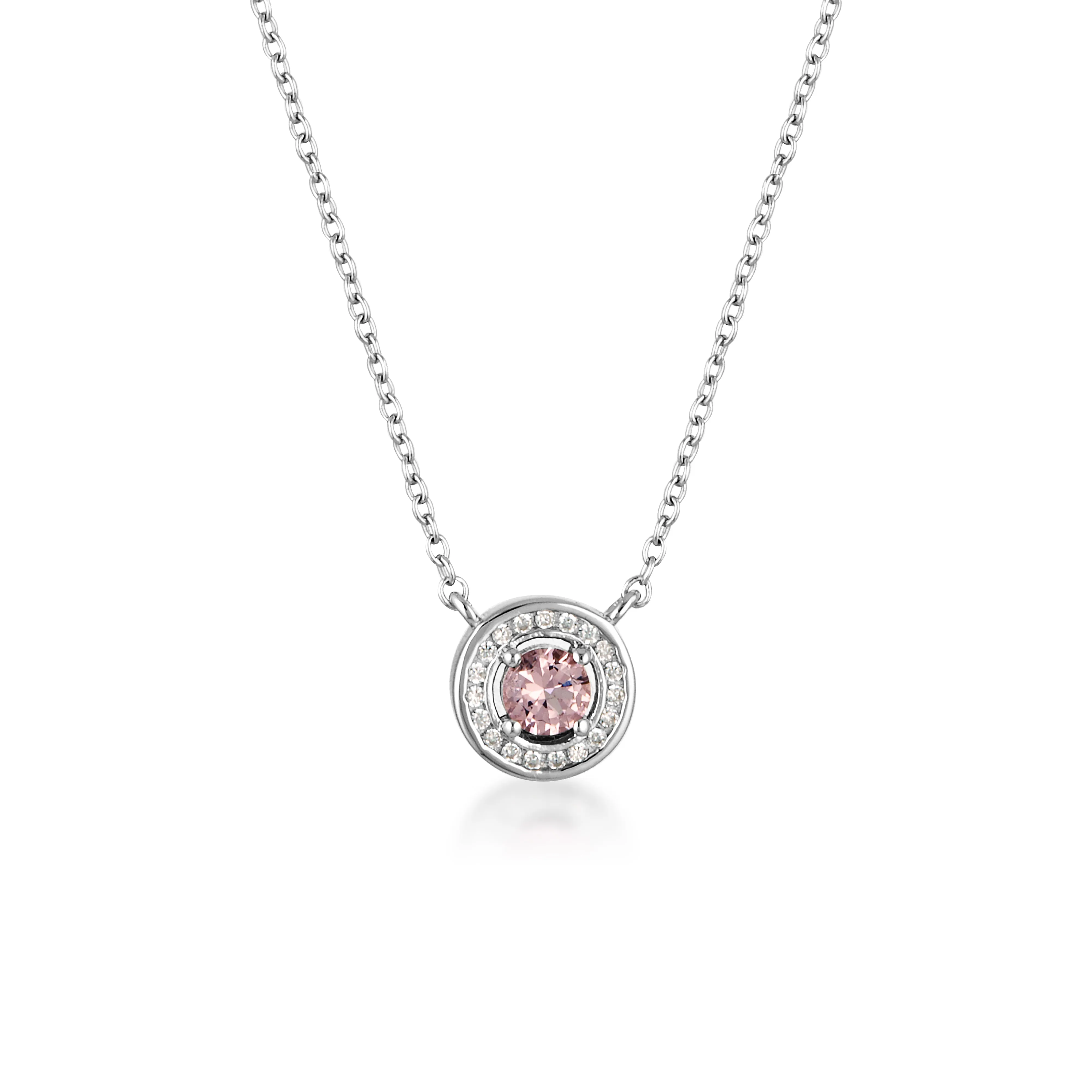 Georgini Milestone Morganite Nano & White Cz Halo Pendant