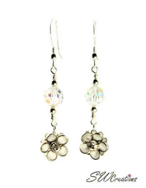 Glacier Mist Floral Crystal Beaded Earrings