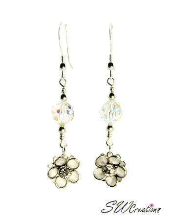 Glacier Mist Floral Crystal Beaded Earrings