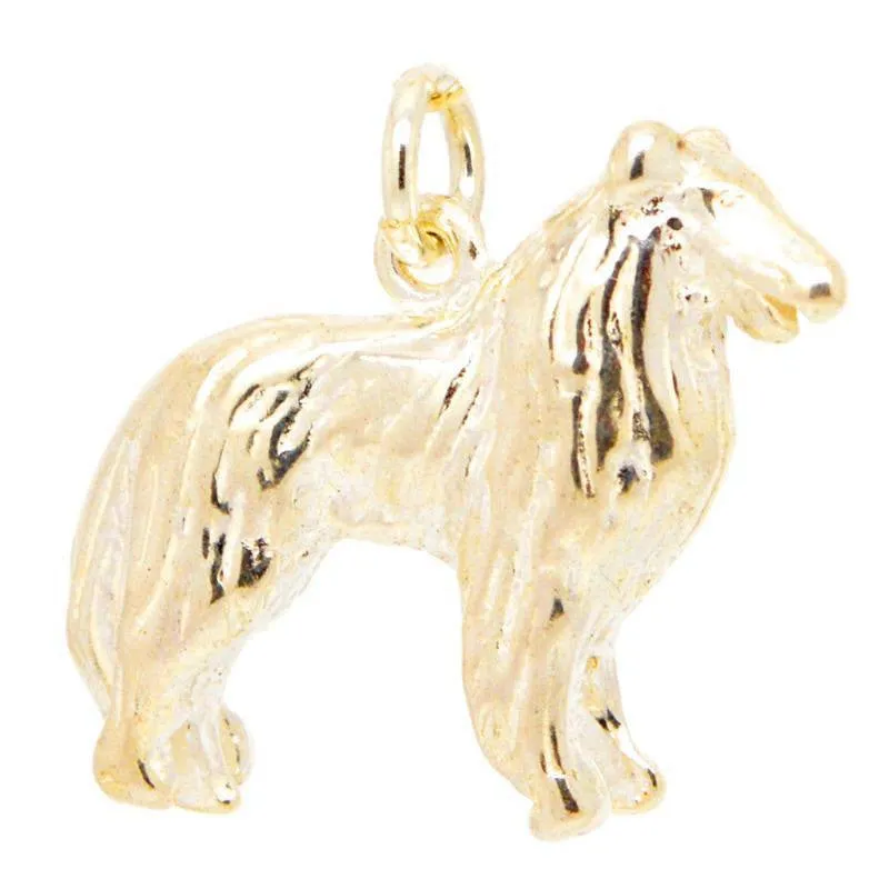 Gold Bearded Collie Dog Charm