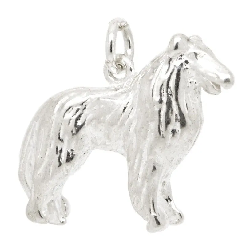 Gold Bearded Collie Dog Charm