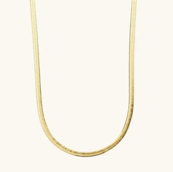 Gold Herringbone Chain Necklace