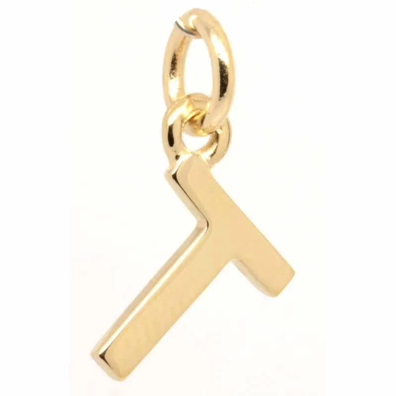 Gold Initial letter T Charm