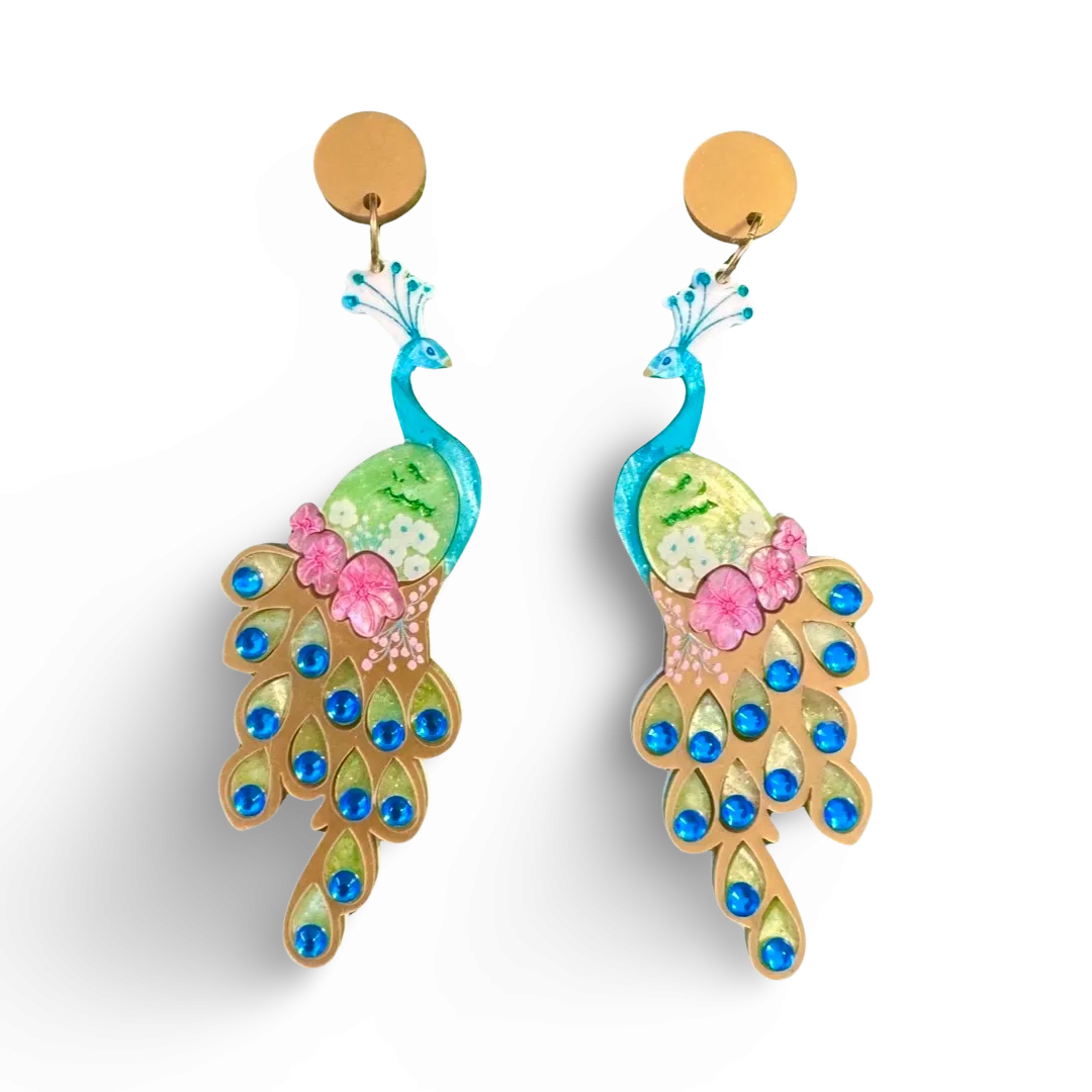 Gold Peacock 🦚 - earrings - Set of 2