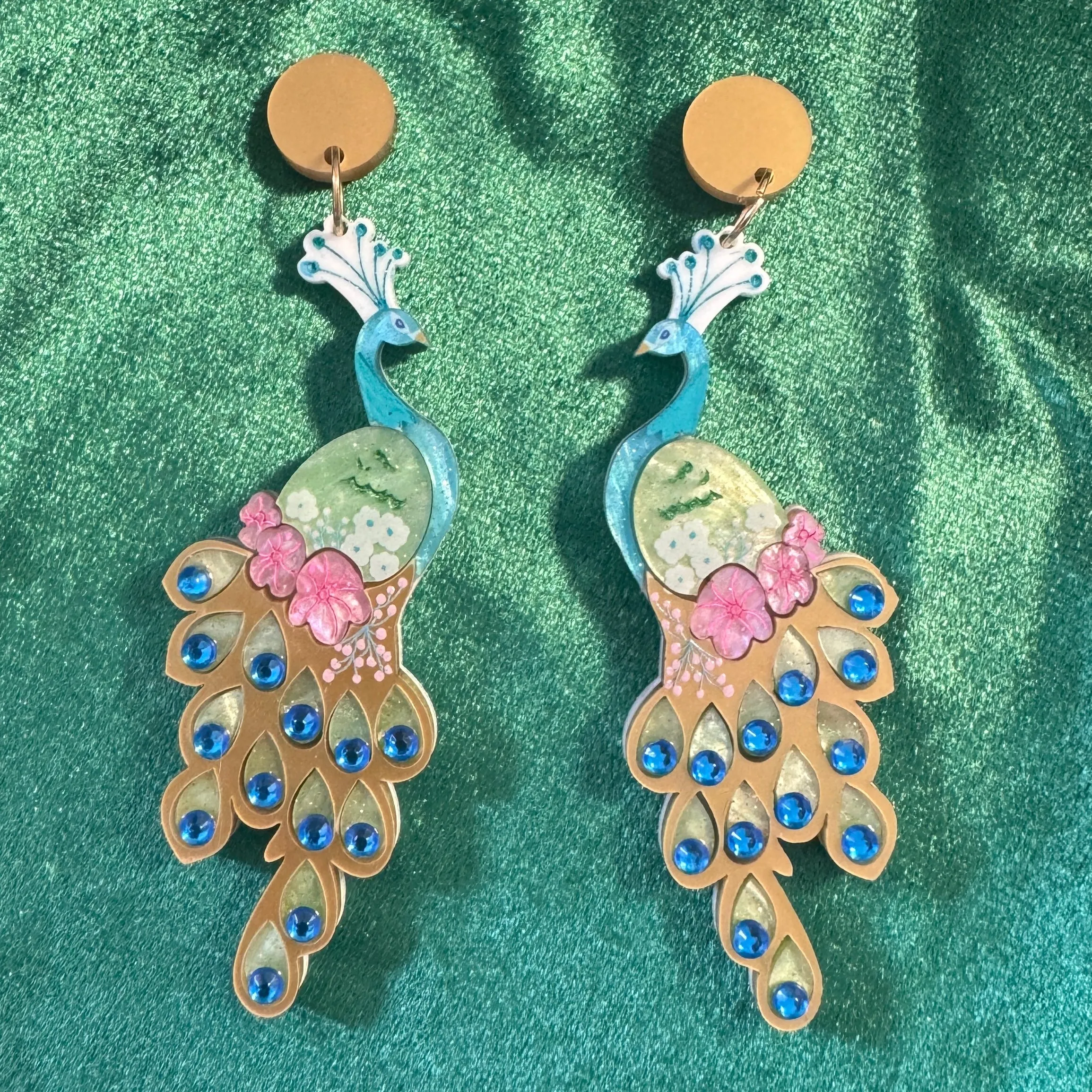 Gold Peacock 🦚 - earrings - Set of 2