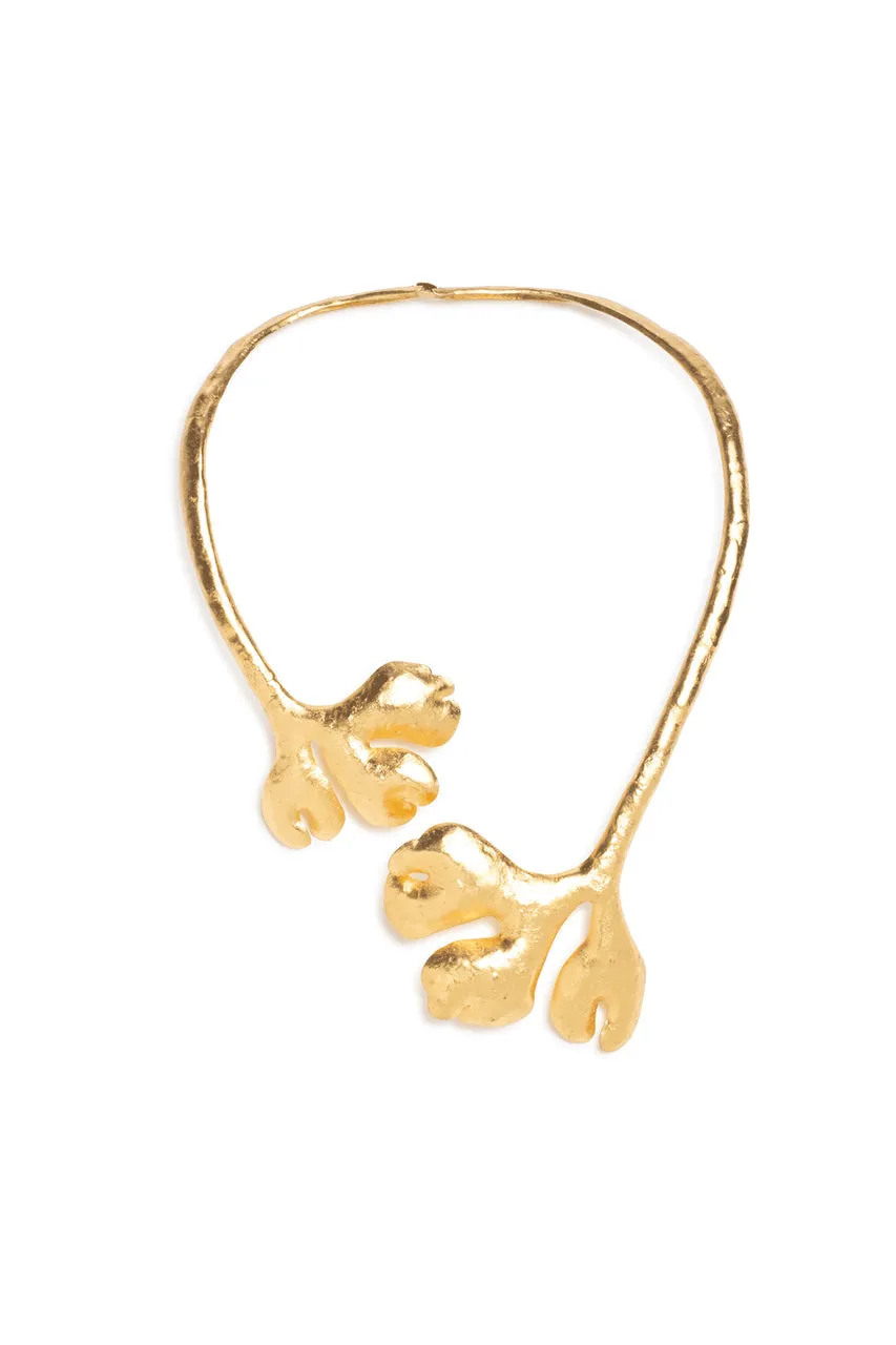 Gold Plated Leaf Choker Necklace