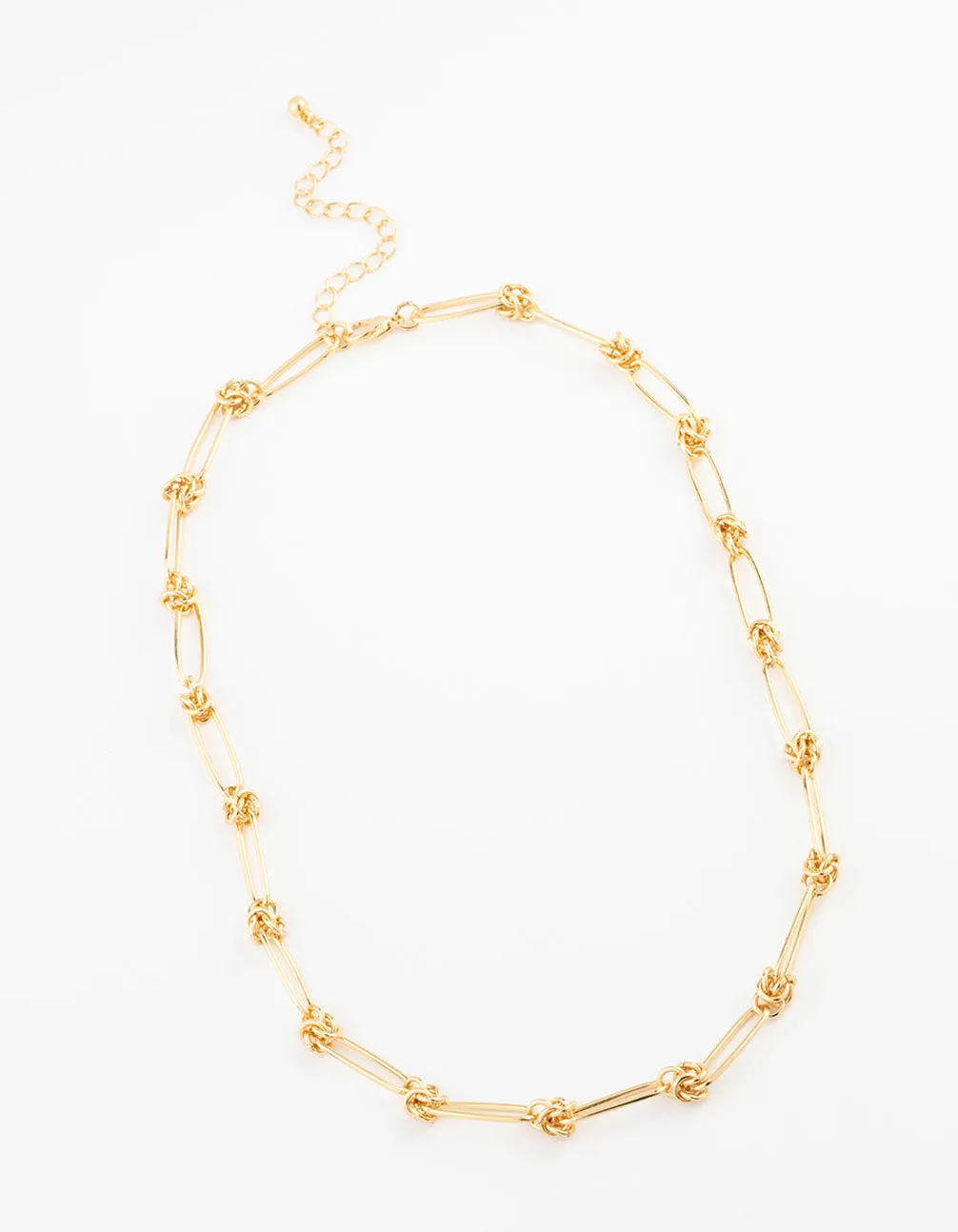 Gold Plated Open Link Knotted Pendant Necklace