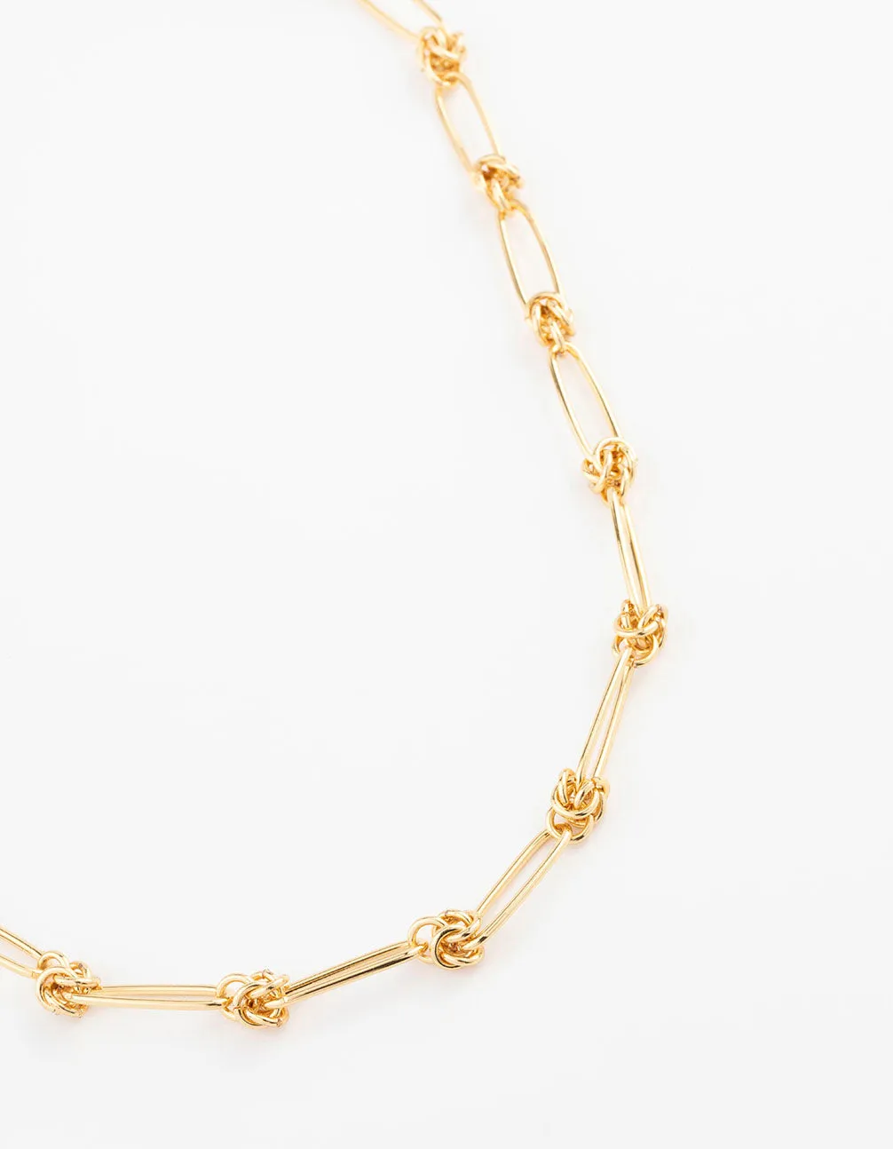 Gold Plated Open Link Knotted Pendant Necklace