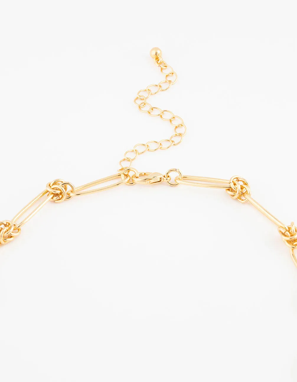 Gold Plated Open Link Knotted Pendant Necklace