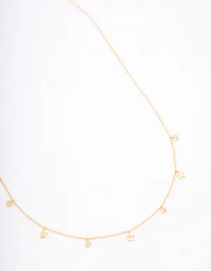 Gold Plated Sterling Silver Alternating Cubic Zirconia Star Pendant Necklace