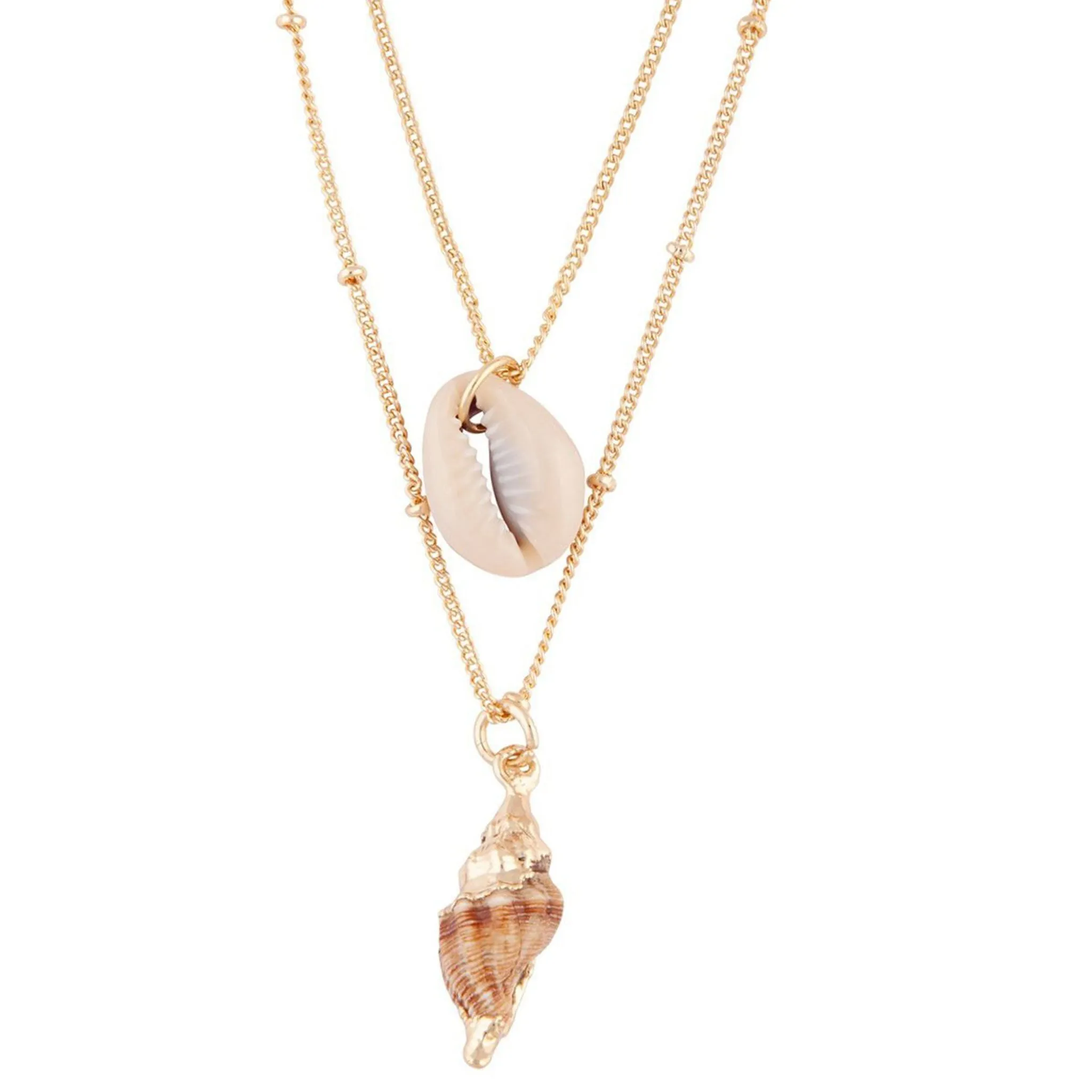 Gold Shell Layer Necklace 3 Pack