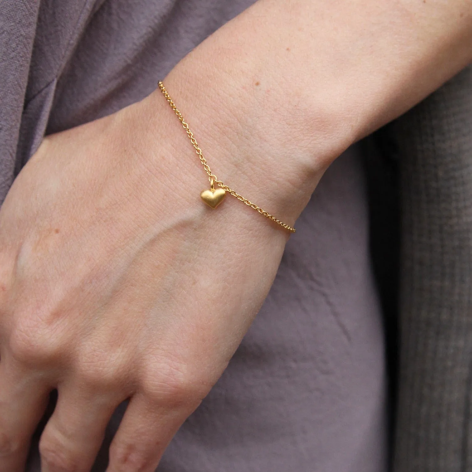 Gold Vermeil Puffed Heart Bracelet