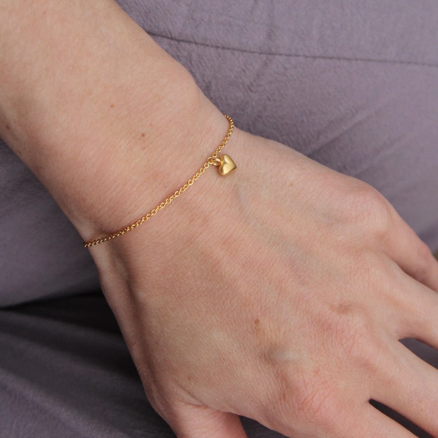 Gold Vermeil Puffed Heart Bracelet