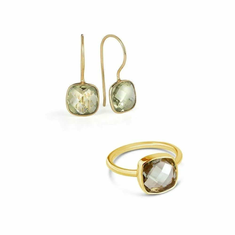 Green Amethyst Earrings | Gold