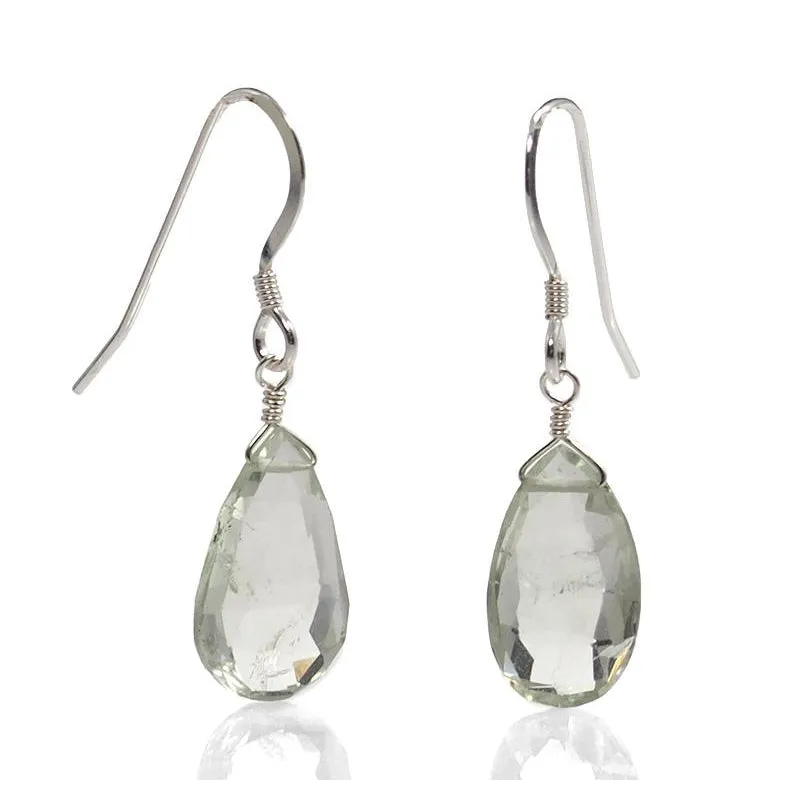 Green Amethyst Earrings with Sterling Silver French Ear Wires 2