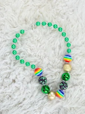 Green & Gold Rainbow Bubblegum Necklace