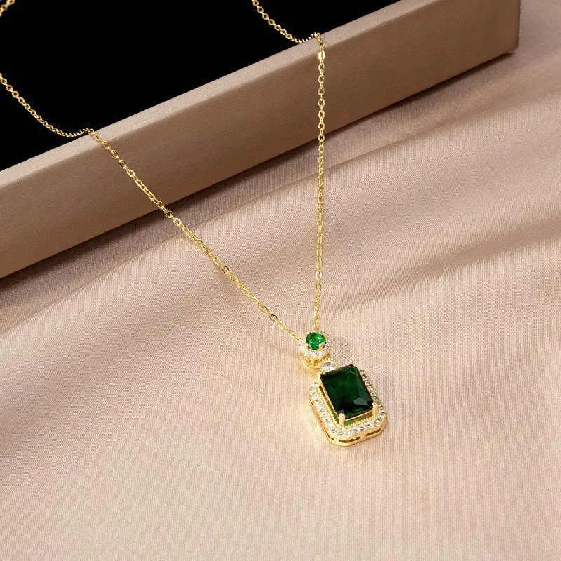 Green Zircon Pendant Necklace