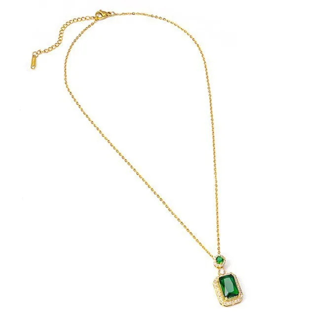 Green Zircon Pendant Necklace