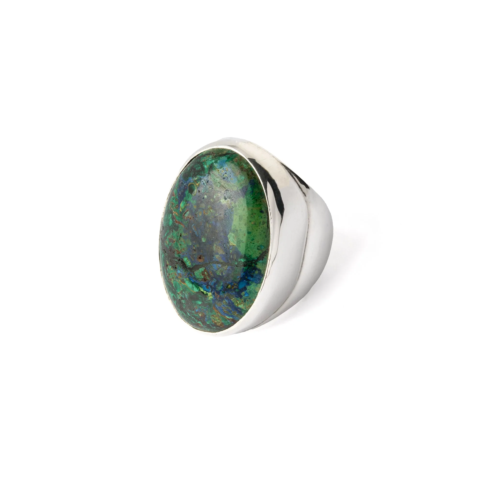 Hallmarked Silver Ring with Chrysocolla I