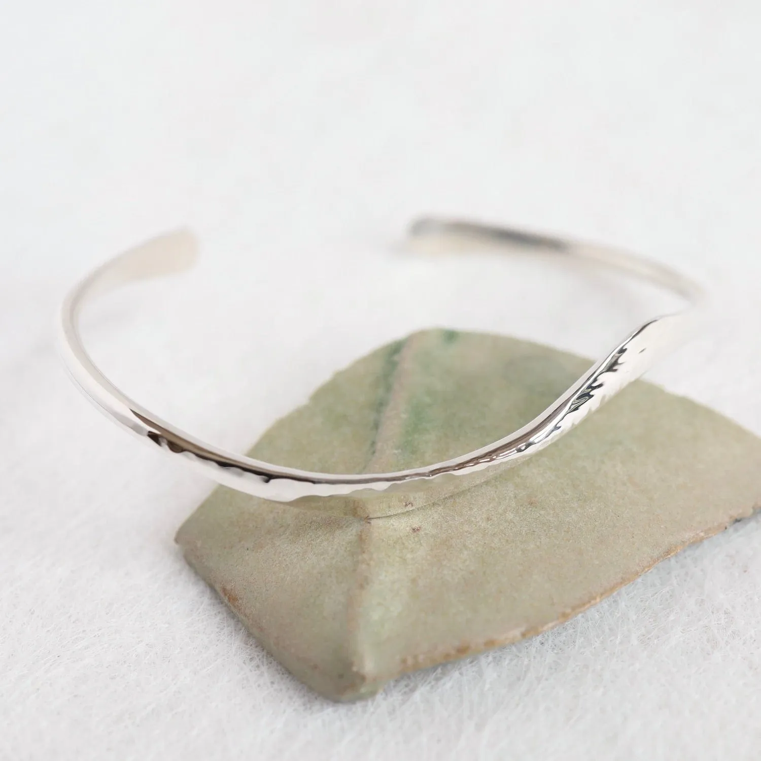 Hammered Single Wave Cuff Bracelet