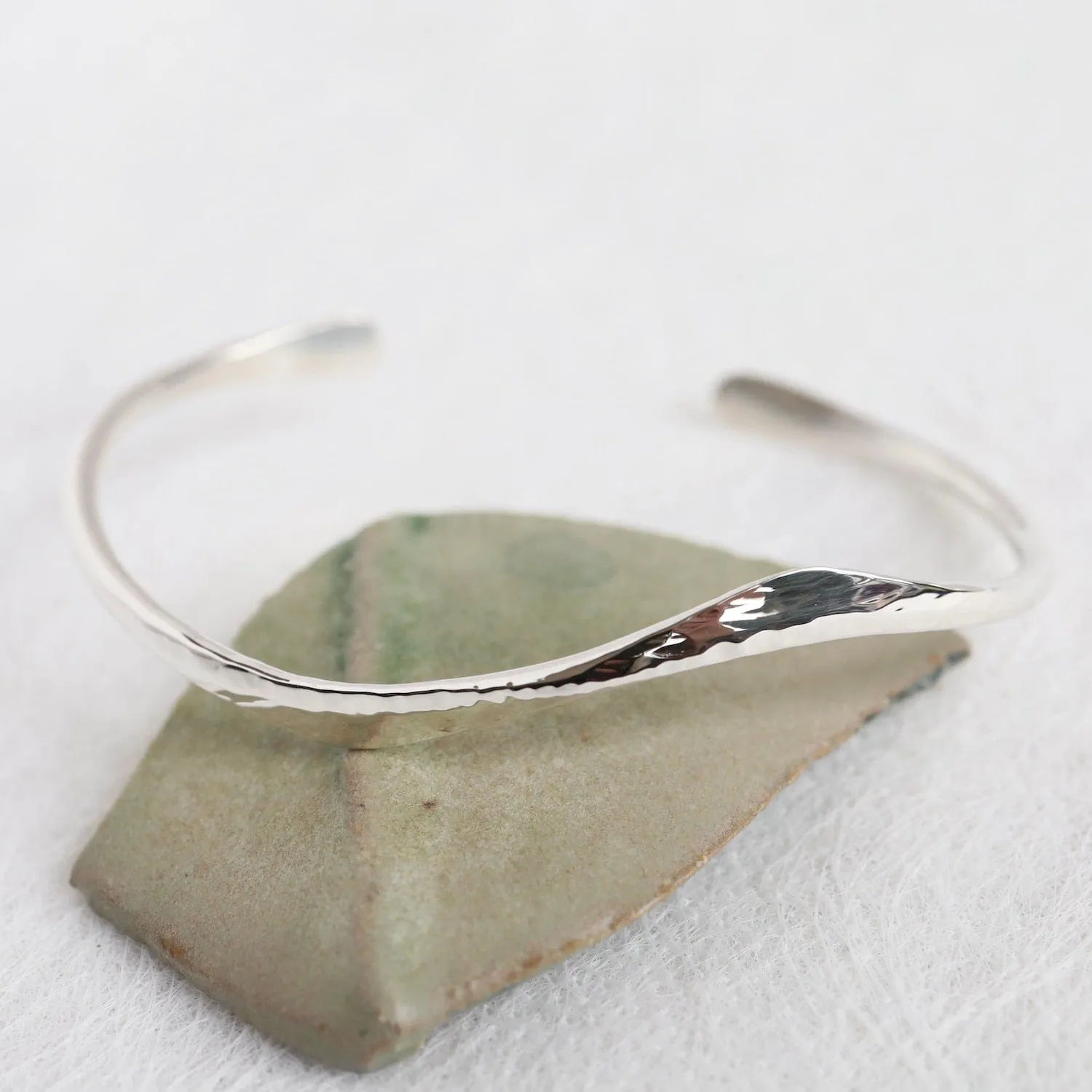 Hammered Single Wave Cuff Bracelet