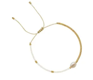 HARBOR - 18k Gold and Freshwater Pearl Bead Bracelet Accent