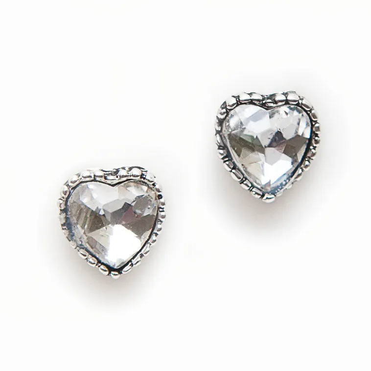 Hot Tomato Crystal Heart Stud Earrings