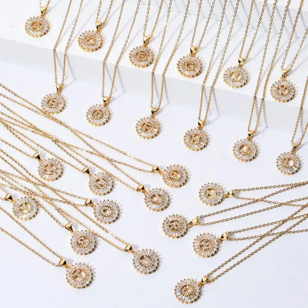 Initial Crystal & Gold Necklaces