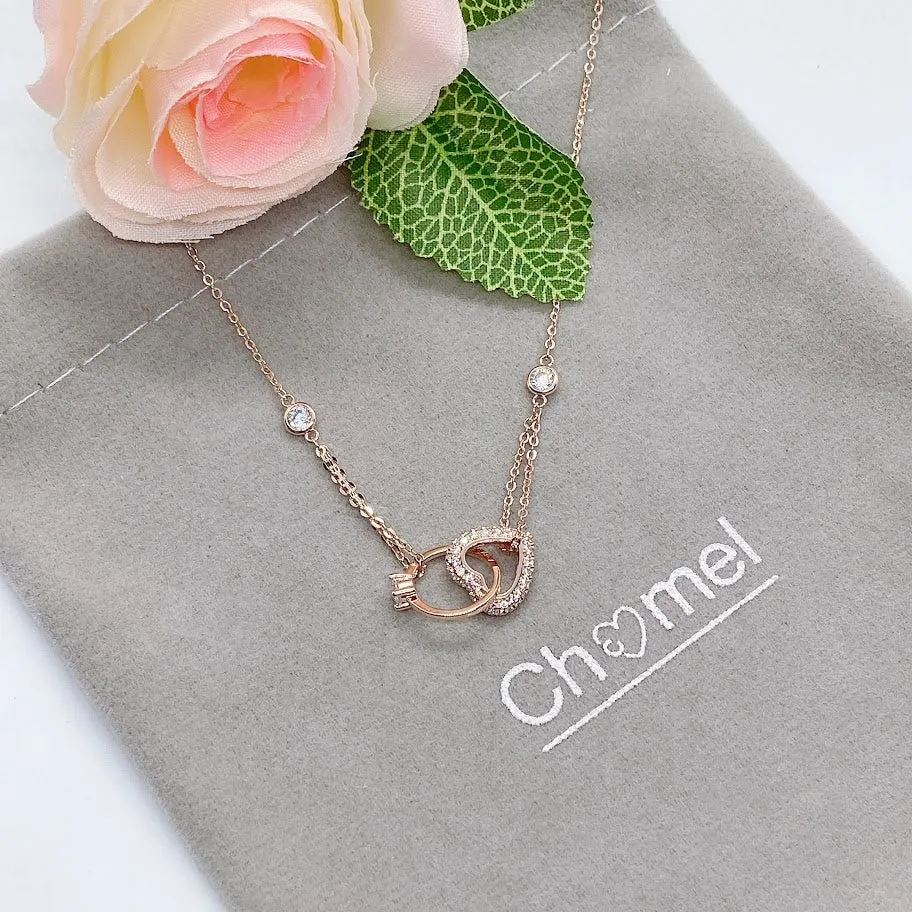 Interlocking Heart & Ring Necklace