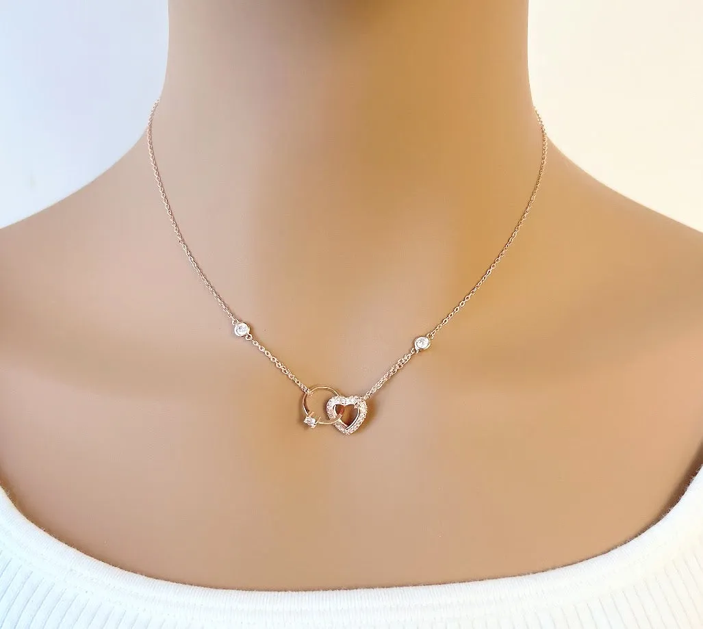 Interlocking Heart & Ring Necklace