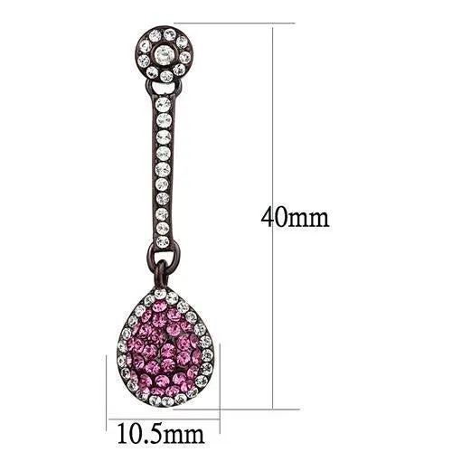 IP Dark Brown (IP coffee) Stainless Steel Earrings with Top Grade Crystal in Rose for Women Rose Stone Color Style TK2724