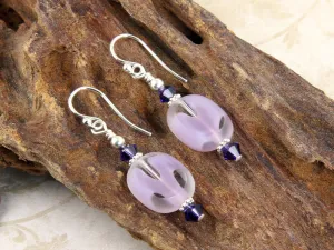 Iridescent Violet Purple Beaded Earrings