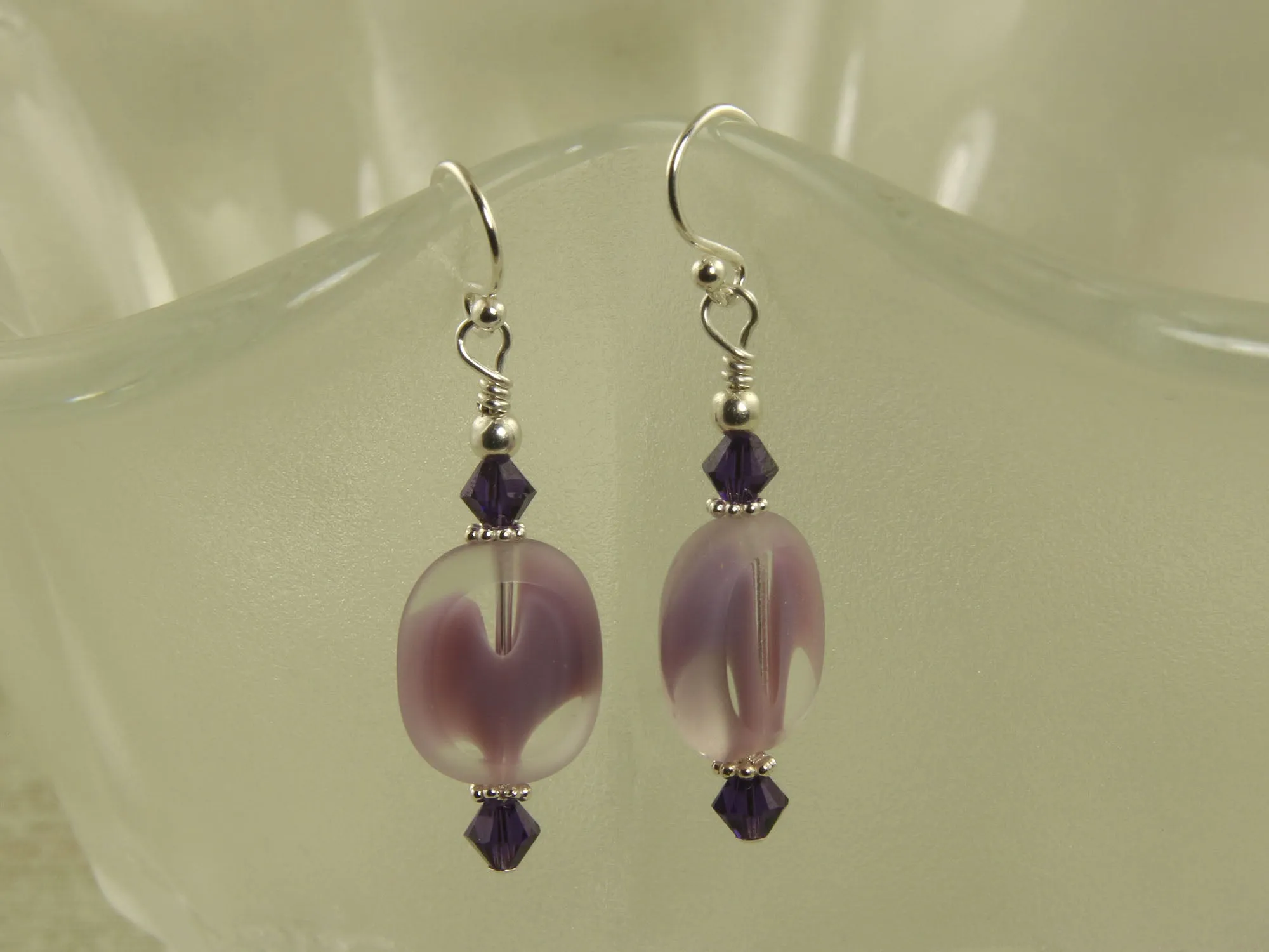 Iridescent Violet Purple Beaded Earrings