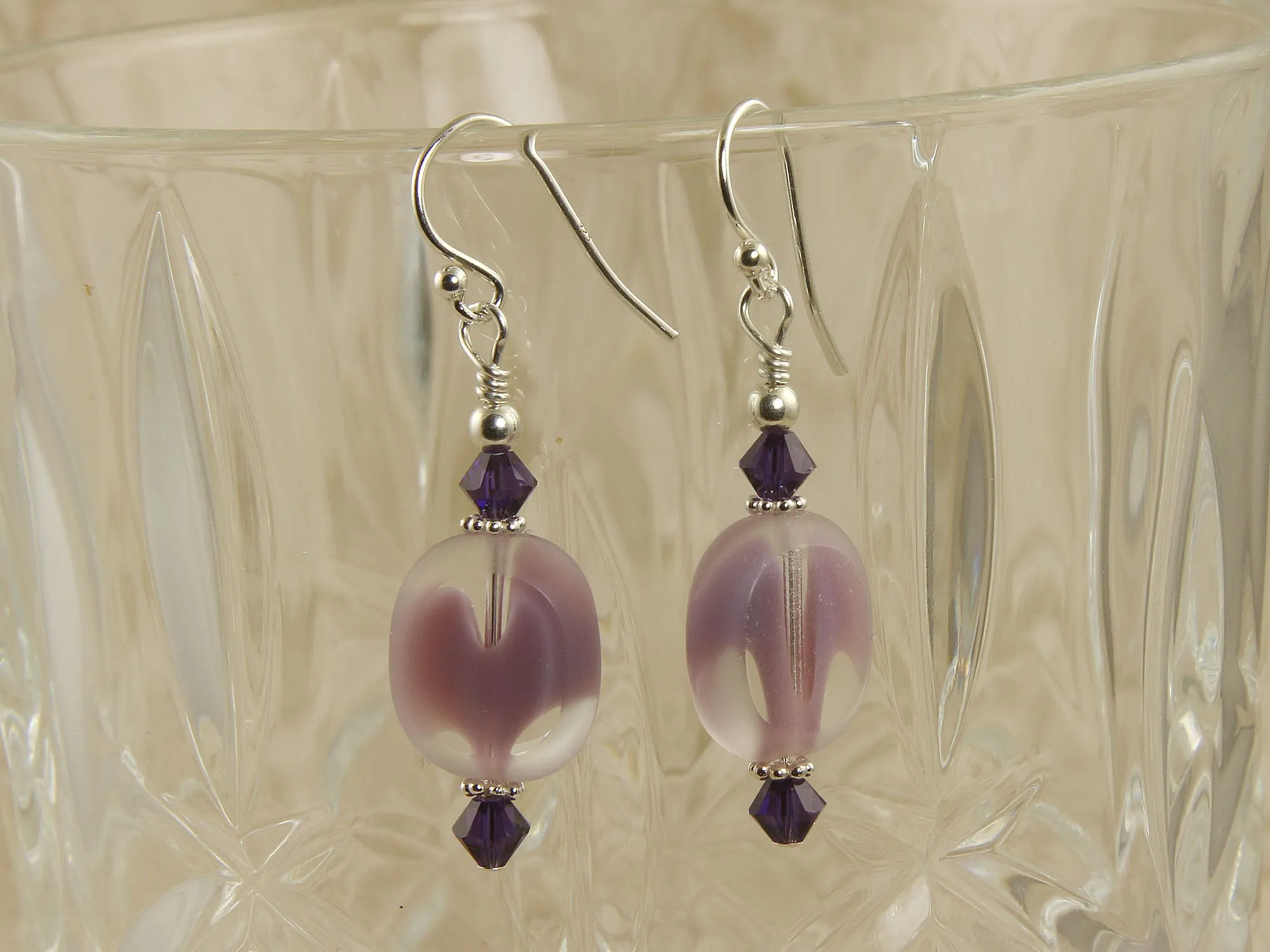 Iridescent Violet Purple Beaded Earrings