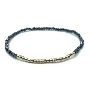 Karma Mini Simple Stretch Bracelet in Pyrite & Gold Filled - 6.5 inch