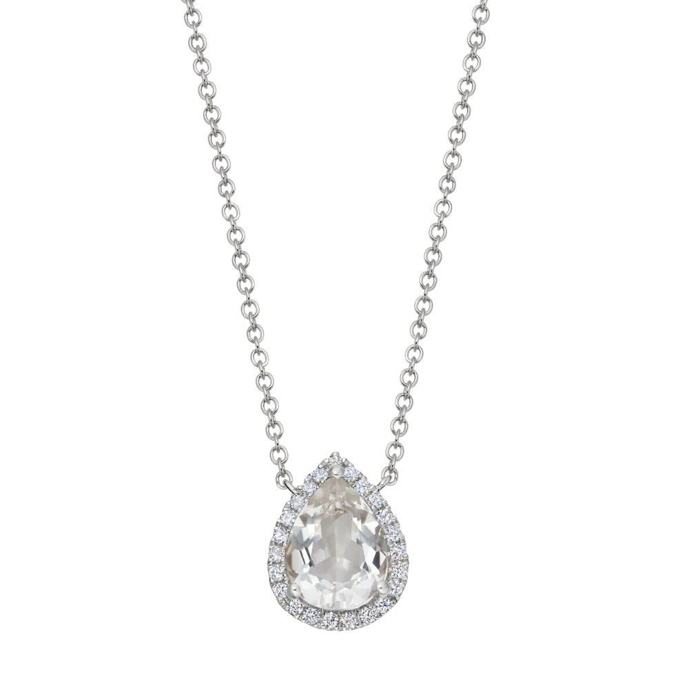 Kiki McDonough Grace Pear White Topaz and Diamond Necklace