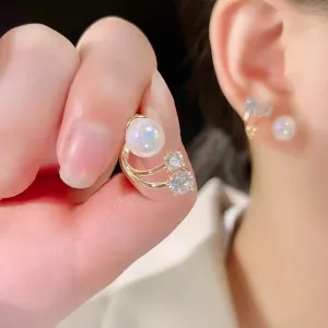 Korean Crystal Ear studs with pearls