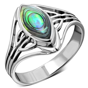 Large Abalone Shell Silver Ring