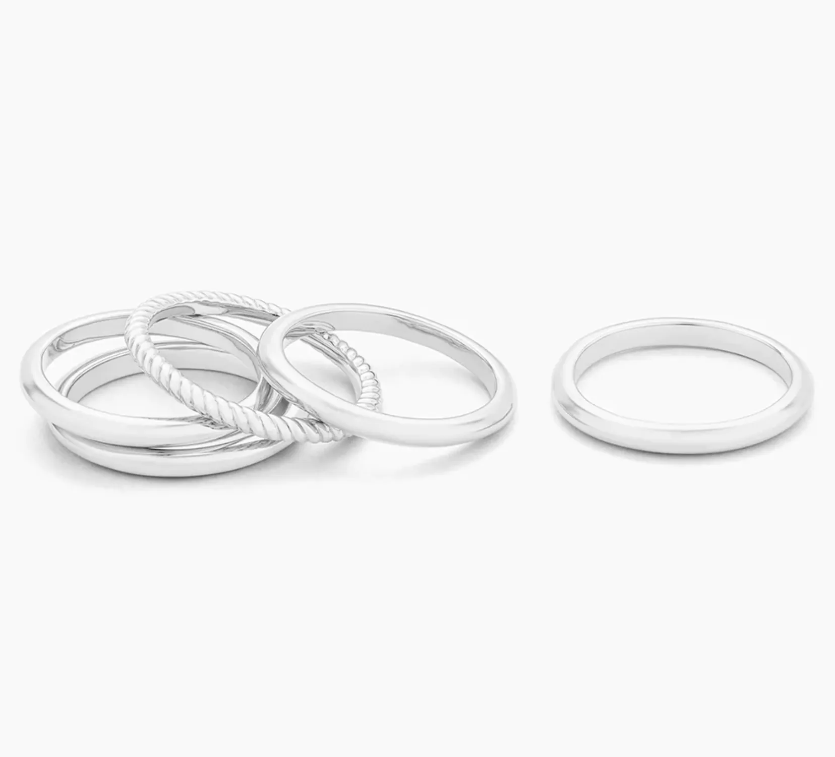 Layer &amp; Twist Silver Ring Set