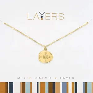 Layers gold compass necklace