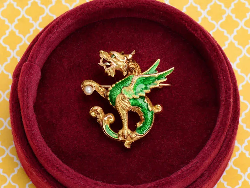 Legends & Lore - Enamel Wyvern or Dragon Brooch