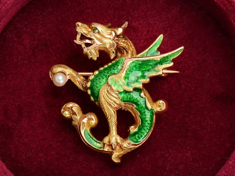 Legends & Lore - Enamel Wyvern or Dragon Brooch