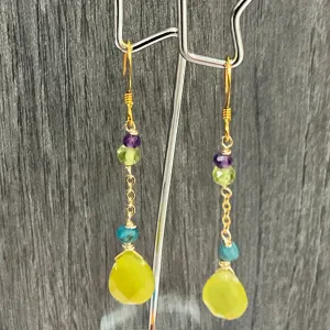 Lemon Jade Chain Earrings