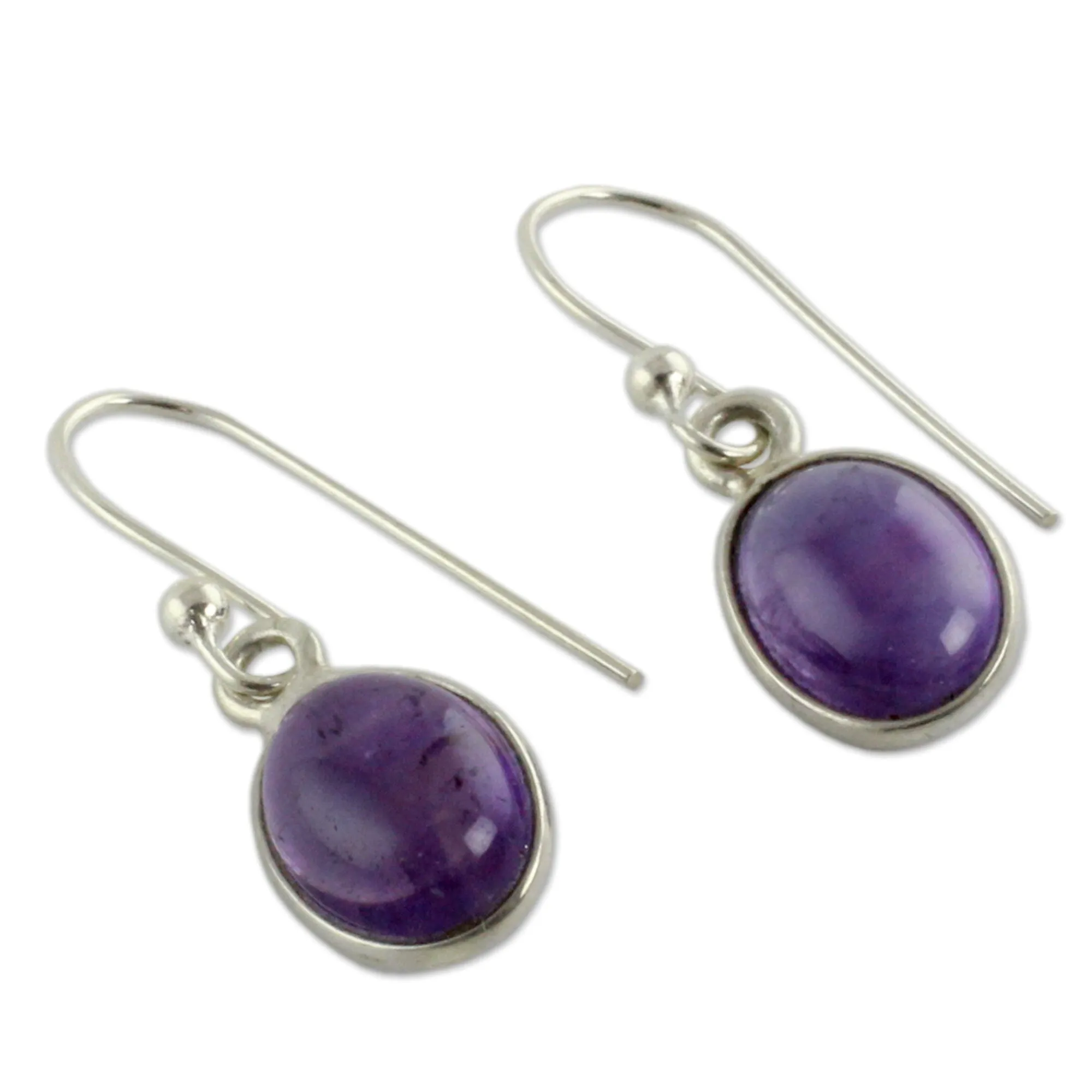 Luminous Lilac Silver and Amethyst Earrings Crafted in India